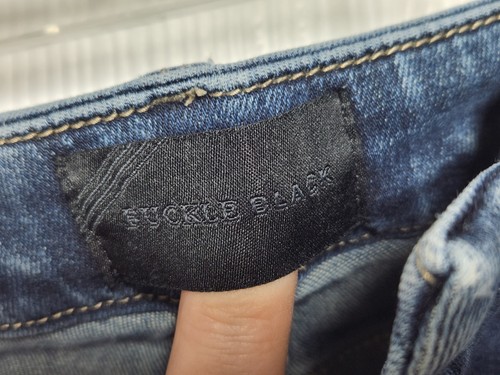 Schnalle schwarz Damen 29 Passform Nr. 76 Bootcut Mid Rise Stretch Blue Jeans Capri - Bild 7 von 10