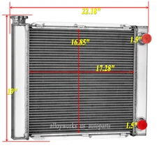 22" x 19" 3 Row Radiator For Chevy SBC 350 Performance Double Pass Universal