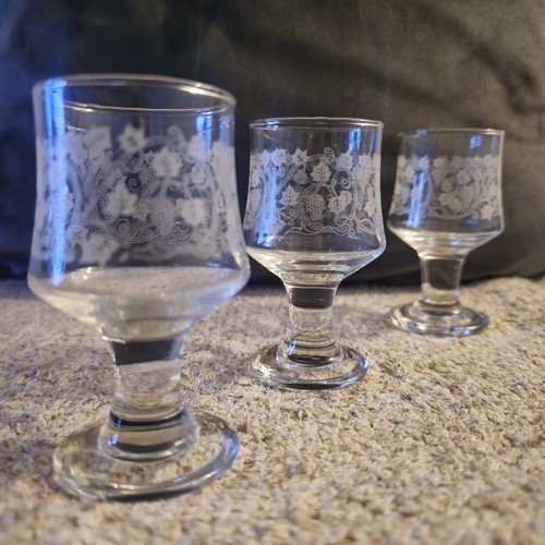 Dema Brandy Glasses x3 Grape Vine Design 75ml Armagnac Sherry - Picture 2 of 10