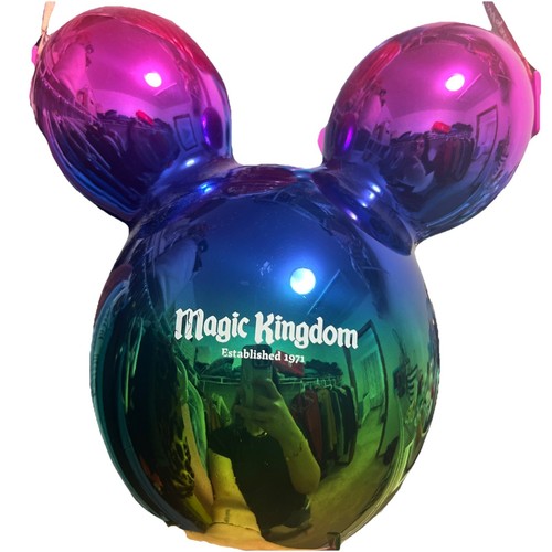 Disney World Magic Kingdom Metallic Rainbow Mickey Mouse Balloon Popcorn Bucket - Picture 1 of 3