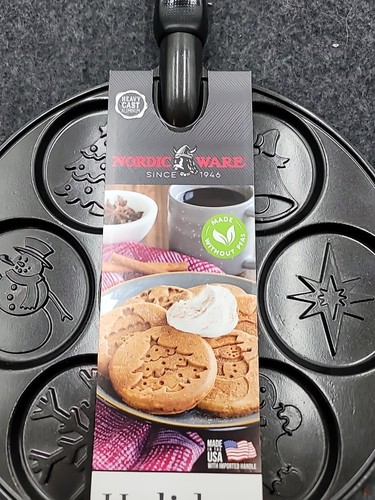 Nordic Ware Holiday Pfannkuchen Pfanne 10" Antihaftbeschichtet Aluminiumguss Grillplatte mit 7 Designs - Bild 3 von 9