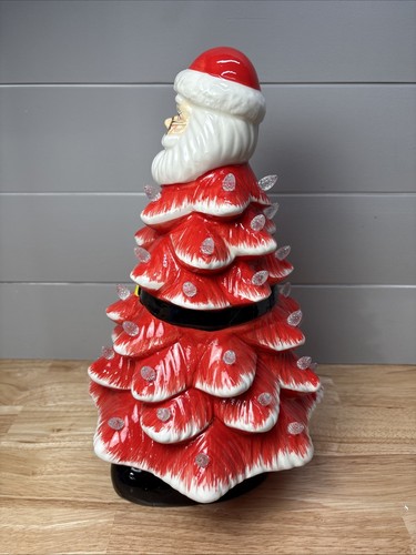 Mr. Christmas Ceramic Santa Red Tree Standing  Multi-Color LED Lit 14” Lighted - Bild 3 von 8