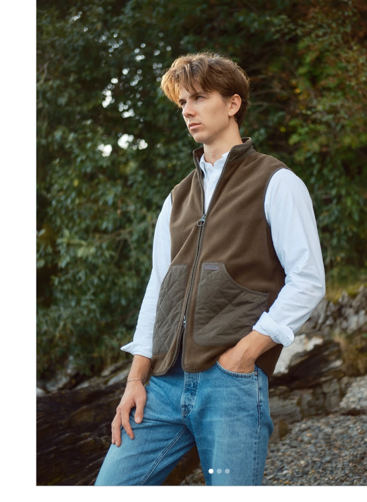 Olive ~ BARBOUR Lowich Fleece Gilet / Vest MSRP$215 British Heritage