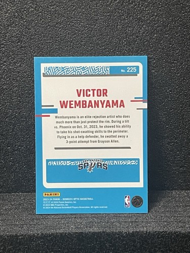 2023-24 Donruss Optic Victor Wembanyama ( RC ) #225 Rated Rookie Base Card 🏀 - 第 2/2 張圖片