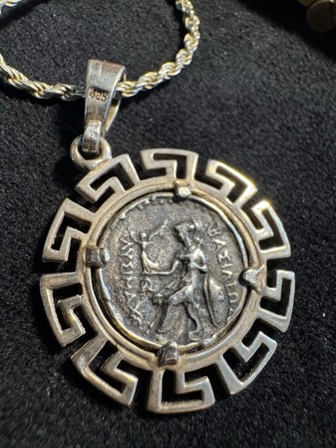 Vintage Alexander the Great Coin Sterling Silver 925 Pendant Necklace - Picture 10 of 10