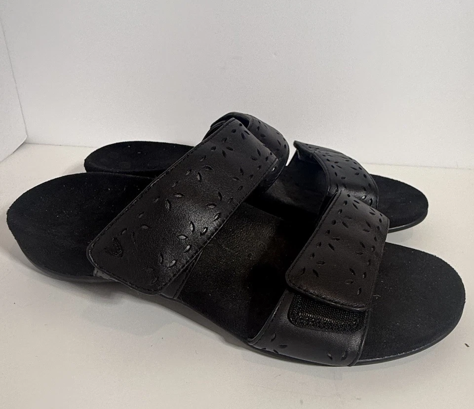 Vionic 6 Randi Black 2 Strap Slide On Sandals - Image 2 of 4