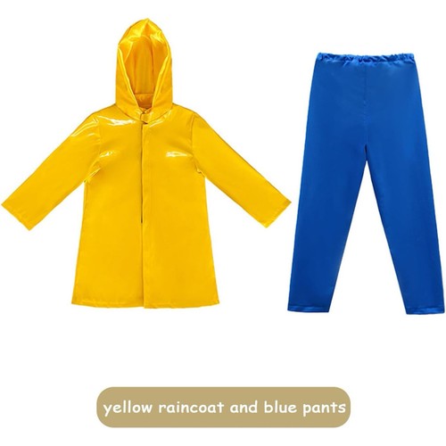 2025 ~ NEU Cosplay Coraline Kostüm Kinder gelber Regenmantel + blaue Hose Kostüm Set - Bild 8 von 20