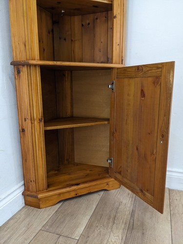 CORNER CABINET Classic Pine Removable Shelves Display 1 Door Shelved Cupboard - Picture 12 of 20