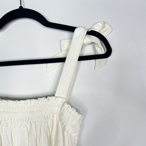 New Ripcurl Medium Cream Norah Tank Top Smocking Shoulder Tie Cotton Gauze Bone - Picture 4 of 11