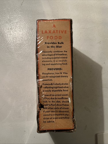 NOS Post Bran Flakes Cereal Unopened 1930-40’s Store Stock Fragile Sealed Box - Picture 5 of 9