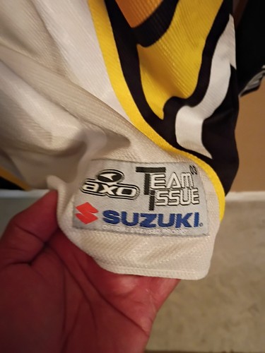 Camiseta deportiva vintage amarilla/negra Suzuki manga larga carreras motocross talla grande AXO - Imagen 5 de 6