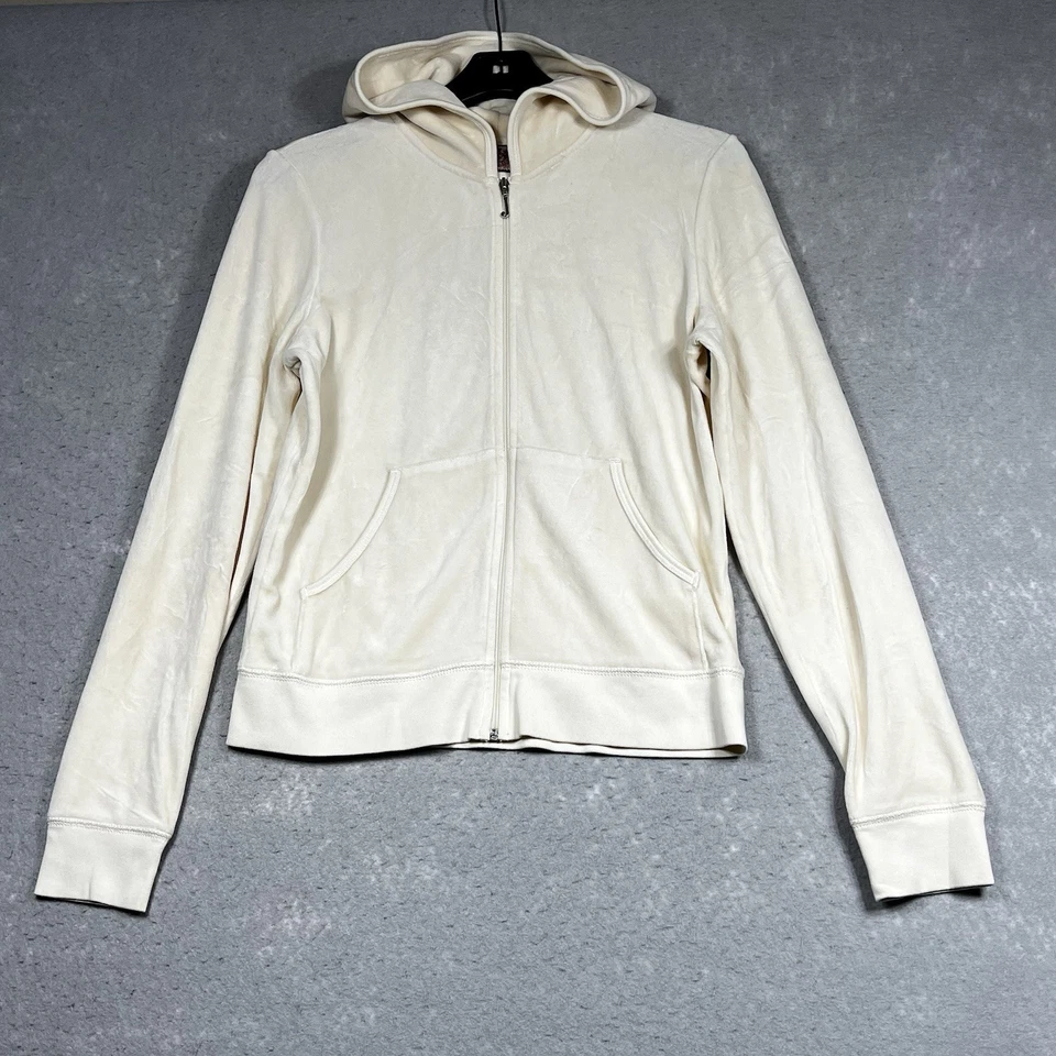 De colección Y2K Juicy Couture Terciopelo Chándal Chaqueta XL Pantalones S Conjunto Crema Para Mujer Foto 4 de 4