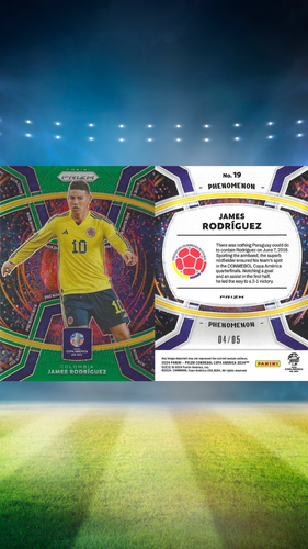 2024 Panini Prizm Conmebol Copa America James Rodriguez Fenomeno Verde /5 - Foto 3 di 3