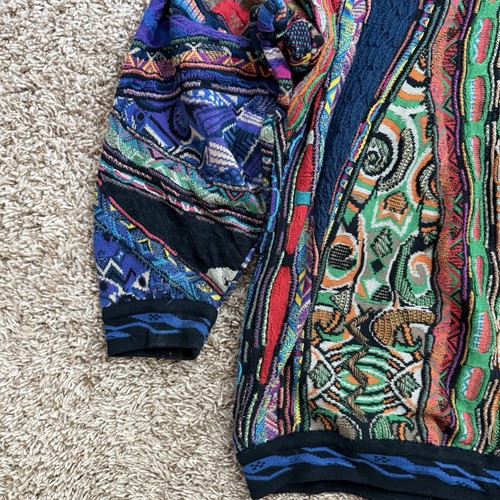 VTG Coogi Australia Cotton Sweater Size L 3D Biggie Smalls Cosby Multicolor WILD - Picture 3 of 15