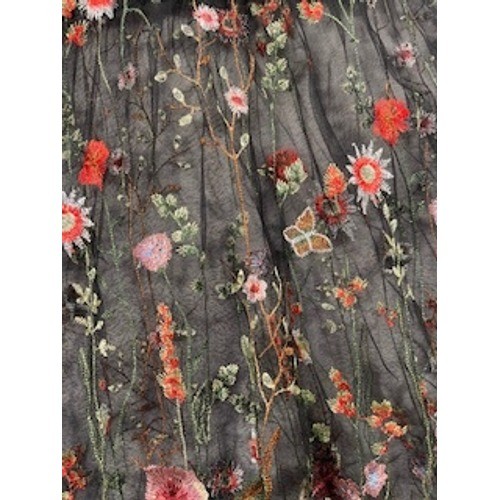 Floral Embroidered Sheer Mesh Maxi Coquette Dress Blk Multi Sleeveless 1XL - Picture 10 of 10