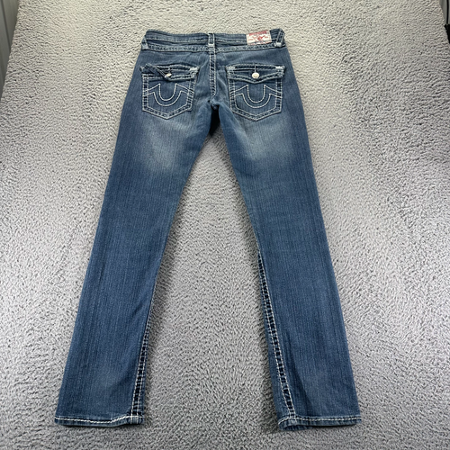 Vintage True Religion Jeans Women's 29x32 Blue Denim Straight Leg Faded Made USA - Picture 6 of 11