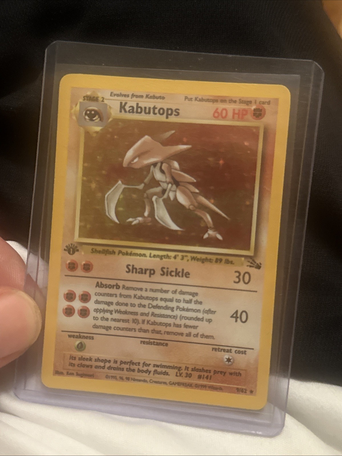 Pokémon TCG Kabutops Holo Rare 1st Edition Fossil, 9/62, Near Mint Condition