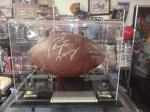 Peyton Manning Signed Autographed Full Size Football In display case COA NF