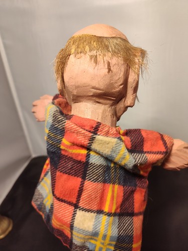 Vintage Early 20th Century Hand Puppet Hand Carved Wooden Head & Hands 8.5-9" - Picture 4 of 12