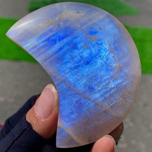 85G Natural blue Moonstone moon with rainbow gold sand crystal mineral healing - Picture 17 of 22