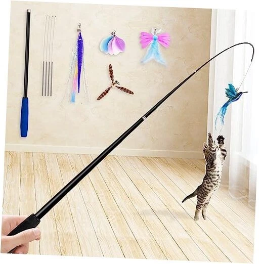 2025 Latest Cat Toys, 2 in 1 Spring Cat Wand Toy with 2PCS CAT WAND TOY SET