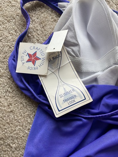Deadstock Purple Tank Top One Piece Swim Suit SZ 18W USA ILGWU Tummy Control - Picture 3 of 13