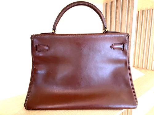 Hermès Kelly 32 Retourne Box Calf 1974 Vintage Brown Handbag with Dustbag As Is - Picture 20 of 24