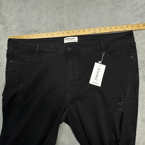 Creative Soul Jeans BRAND NEW Women's Size 24 Black Stretch Tapered - Picture 12 of 15