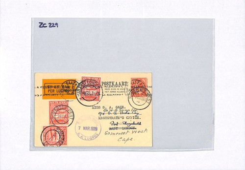 SOUTH AFRICA 1925 SECOND AIR MAIL Cape Town Somerset West Card ZC229 - Picture 5 of 8