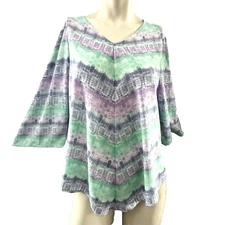 Ruby Rd Womens Blouse PL Boho Peasant Fairy Layered Flared Sleeve Coquette Flow