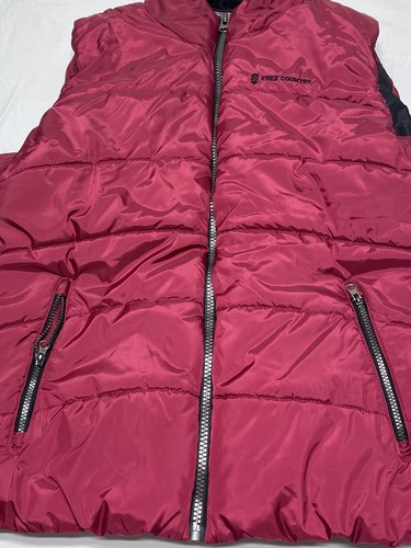 FREE COUNTRY XXL Women's Dark Red Garnet Puffer Vest Zipper Pockets - Picture 3 of 11