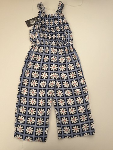 Vince Camuto Girl Floral Jumpsuit White/ Blue Size 4 - Picture 4 of 5