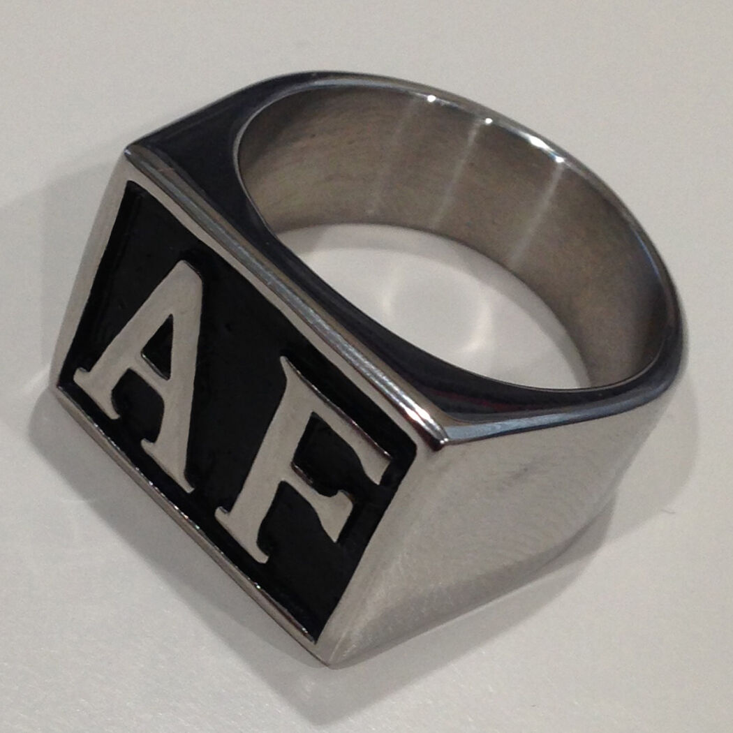 USA Seller Men s Stainless Steel AF Initial Letter Biker Ring Size 8 14 SR161
