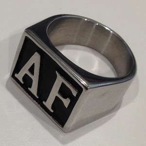 usa seller mens stainless steel af initial letter biker ring size 8 biker letter rings