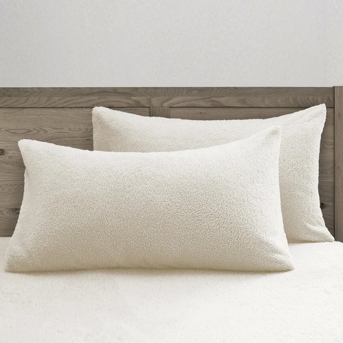 Teddy Bear Fleece Zipped Pillowcase Ultra-Soft Cozy Warm Pillow Cover 2 Pack Zip - Picture 4 of 35