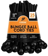 11" Black Ball Bungee Cord Tarp Bungie Tie Down Strap - 25 pieces