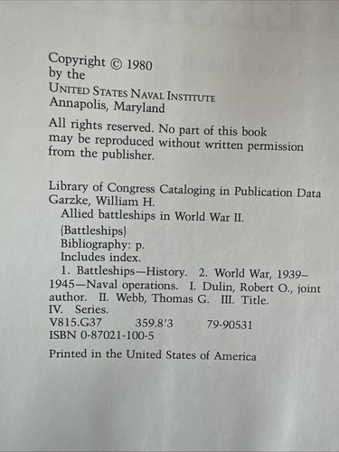 Allied Axis Neutral Battleships in World War II Garzke Dulin 1st WWII Navy USA - Bild 7 von 9