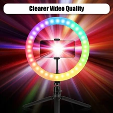 10" RGB Beauty Fill Light LED Ring w/Tripod Stand Dimmable Kit for Phone Stream
