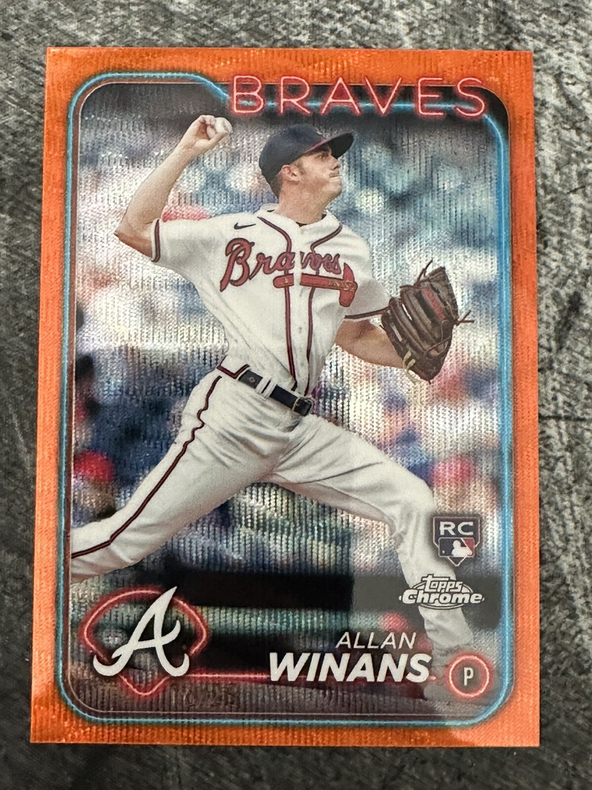 2024 Topps Chrome Allan Winans Orange Wave Refractor RC 16/25 BRAVES