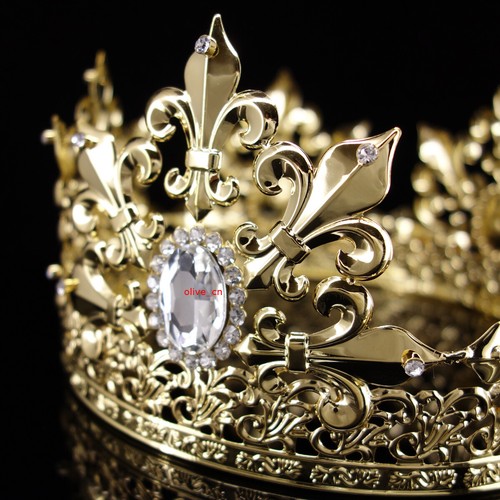 19 Styles Men's Imperial Medieval Fleur De Lis Gold King Metal Full Round Crown - Picture 54 of 64