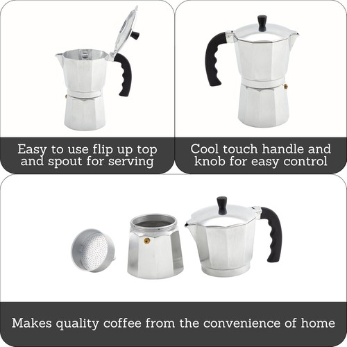 Heavy Duty Stove Top Percolator Coffee Pot Maker Aluminum Steel 9-Cup / 3 Cup - Picture 5 of 10