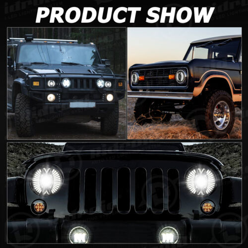 For Hummer H2 H3 H3T 06-10 7" LED Halo Ring DRL Headlight Driving Fog Light Lamp - Picture 19 of 24