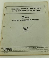 Vintage ONAN WA Series Electric Generator Operators Manual & Parts Catalog
