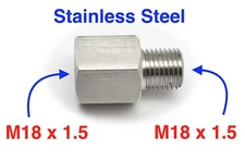 Stainless Steel Sensor Adaptor M18 x1.5 Female to M18 x1.5 Male Fittings HEX 22