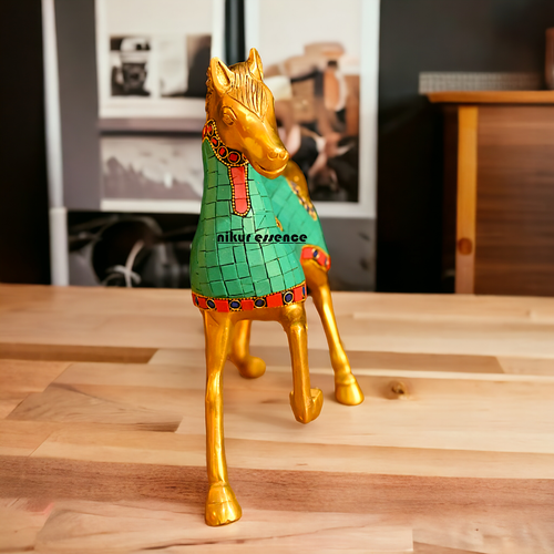 "Nikur Latón Caballo Decoración Pared Decorativa Conjunto Liso India Hogar Figura Metal 12" - Imagen 2 de 12