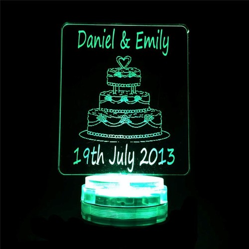 Personalised Wedding Personalised Name 3d Led Light Colour Changing Cake Topper - Picture 5 of 6