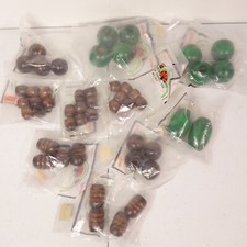 40 Vintage Green Brown Large Wood Wooden Beads Macrame Craft Lot Asst Size Shape