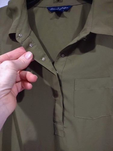 American Eagle Sleeveless Collar Dress/Casual Olive Green Shirt--Ruffle--XS - Picture 2 of 3