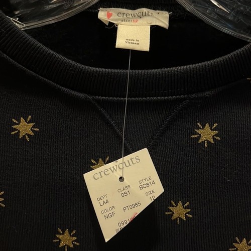 NWT Crewcuts x J. Crew Fleece Drop-Waist Dress Navy & Metallic Gold Star | 12 - Picture 5 of 6