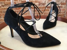 Sole Society Black Suede Madeline Pointed Toe Lace-up Pump 8.5 NEW